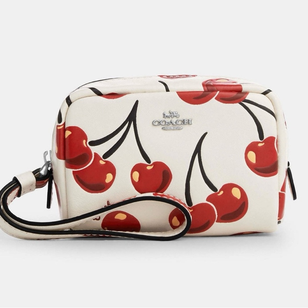 Coach Pouch Wristlet With Cherry Print CZ470 NWT